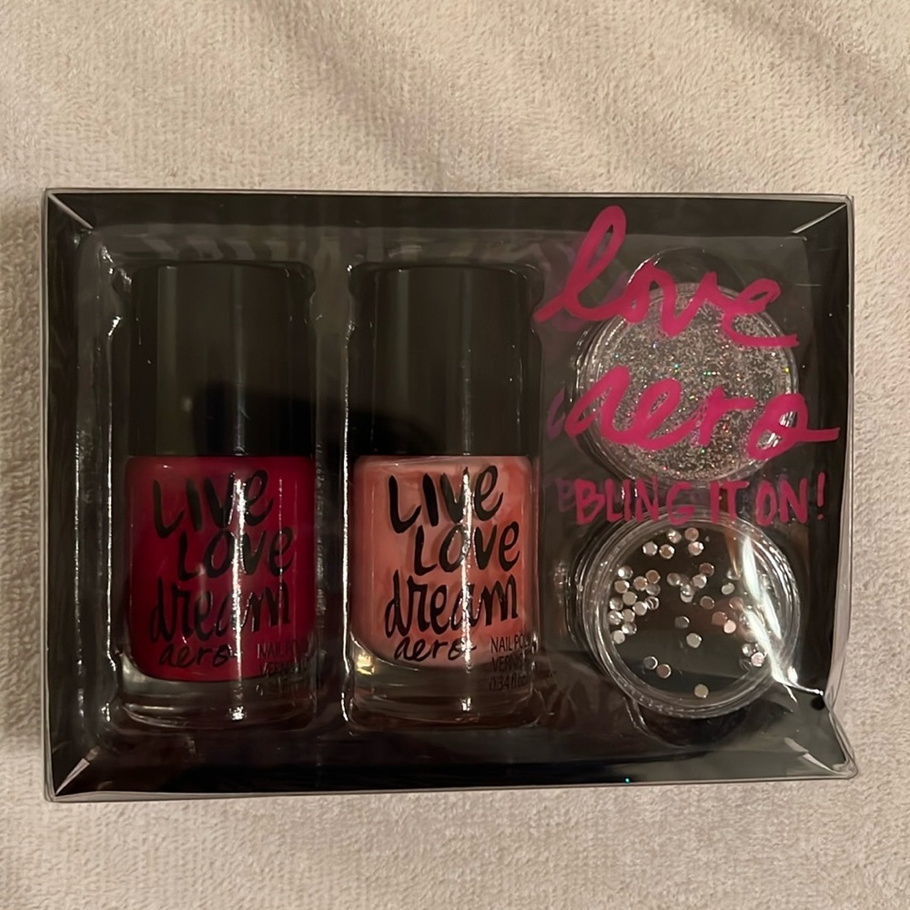 Live Love Dream Nail Polish Set - Red & Pink with Silver Glitter